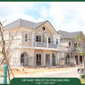 Cập Nhật Tiến độ thi công 4 căn Nhà Mẫu đầu tiên – The Oasis Riverside Trong Tháng 09/2025
